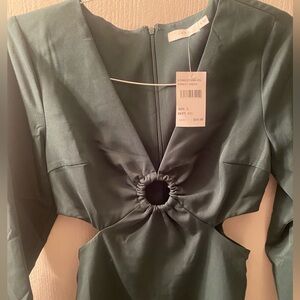 Lush Green Skater Dress with Cutouts